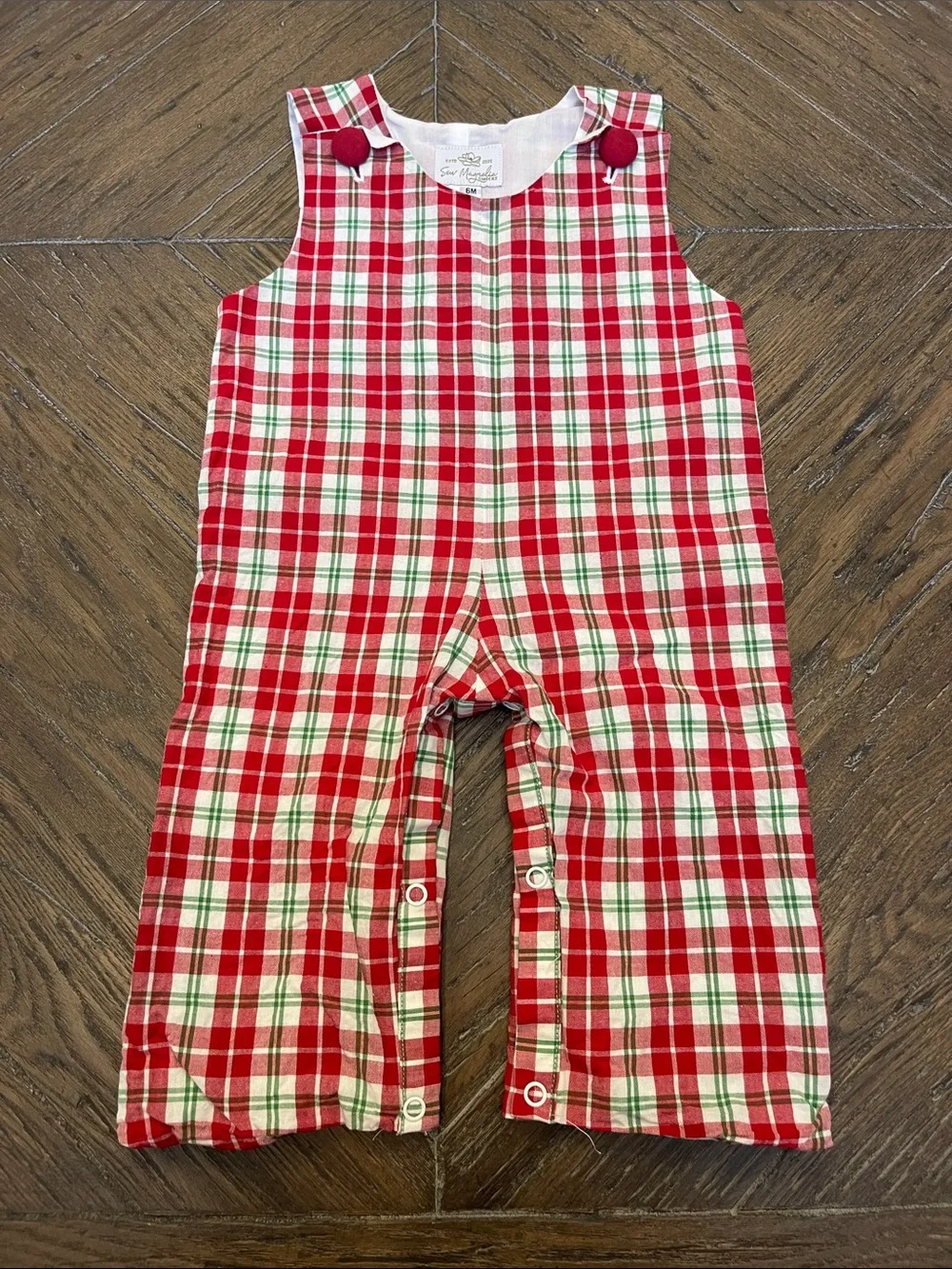 Sew Magnolia Smocks Red Plaid Romper 6 Month
